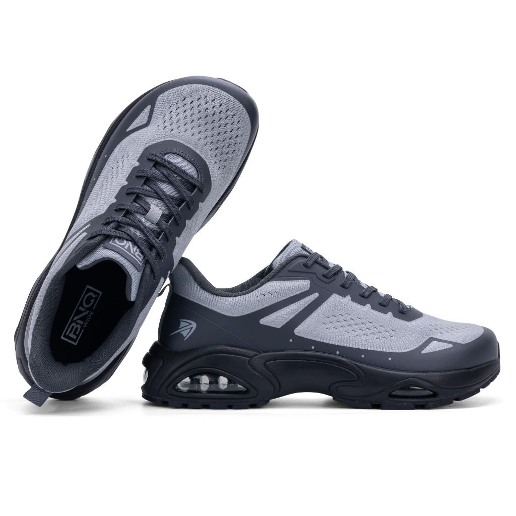 BNQ Wide Men's Orthotic Running Shoes w/Wide Toe Box - Black/Gray, Size 11