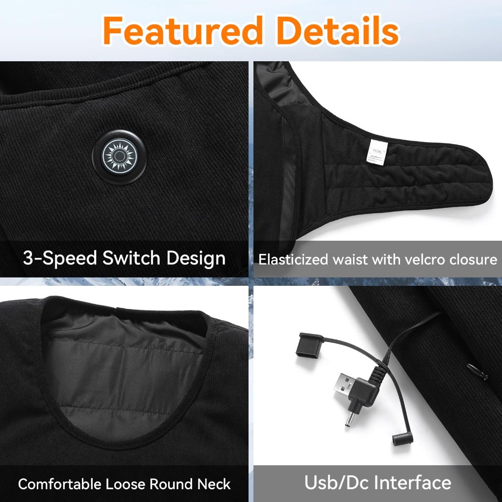 CHANGEOWN Adjustable Heated Vest for Women and Men Lined with 11 Heating Zones,