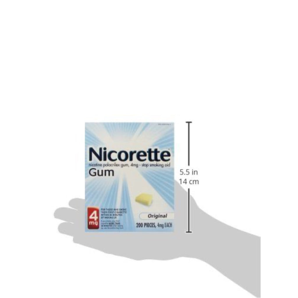 Nicorette Nicotine Gum Stop Smoking Aid 4mg, Original Flavor 200 Count