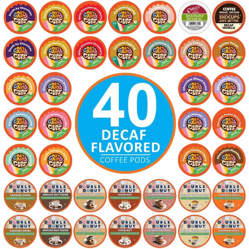 Crazy Cups Variety Pack Flavored Decaf Keurig K-Cup Coffee Pods,  40ct