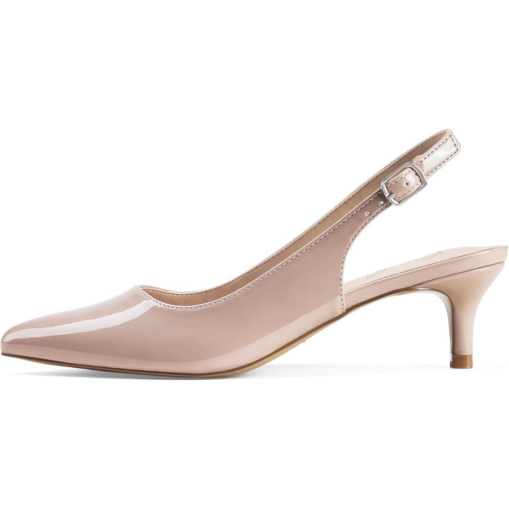 GENSHUO Low Kitten Heels Women's Slingback Dressy Pumps Pointed Closed Toe 5.5