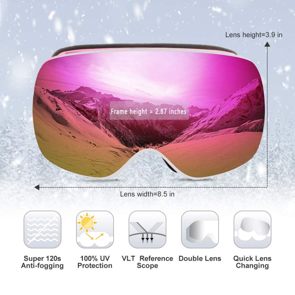 SH HORVATH Ski Snowboard Goggles Magnetic Mirrored Lens 120s Anti-Fog for Adult