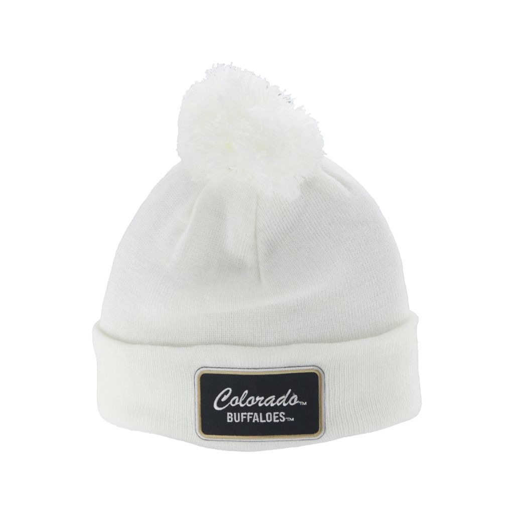 ZHATS Standard NCAA Officially Licensed Pom Beanie Patch Brick White, One Size