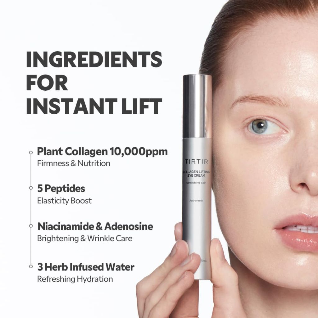 TIRTIR Collagen Lifting Eye Cream - Roller Applicator, Wrinkle Spot Treatment | 15ml / 0.50fl oz