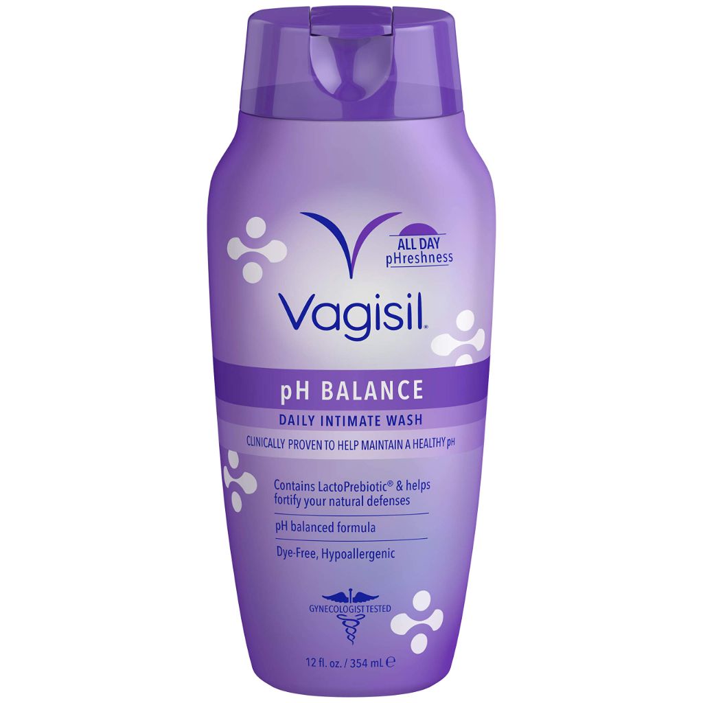 The current title is valid. It contains the brand name (Vagisil), product type (Feminine Wash), and key features (for Intimate Area Hygiene, 12 oz).