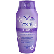 The current title is valid. It contains the brand name (Vagisil), product type (Feminine Wash), and key features (for Intimate Area Hygiene, 12 oz).