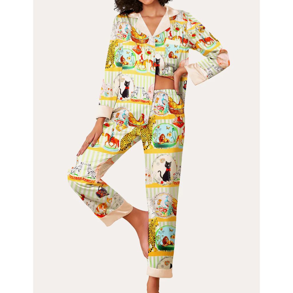 Stylish Silk Satin Pajama Set