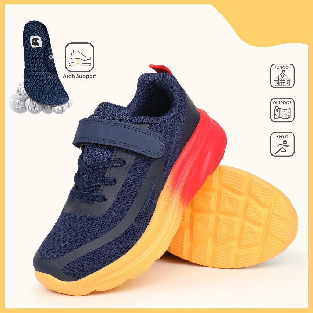 SZ 2, Tobfis Unisex Kids Arch Support Tennis ,Knit Navy, Little Kid