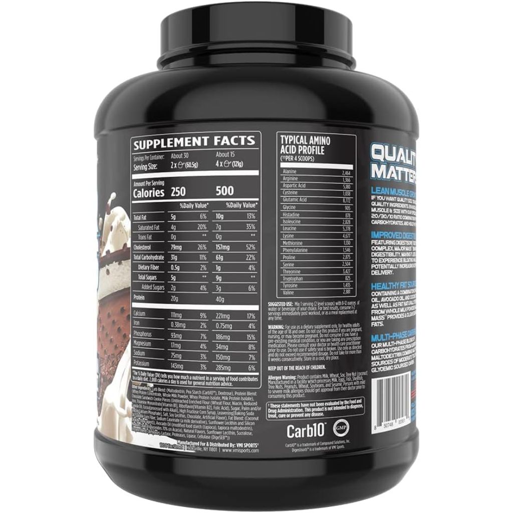 VMI Sports Major Mass Lean Protein Mass Gainer, 4lb, Ice Cream Sandwich