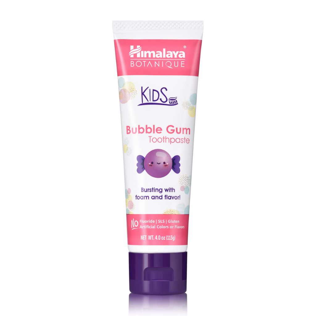 Himalaya Botanique Kids Toothpaste with Xylitol, Bubble Gum Flavor - Gentle Fluoride Free Toothpaste 4 oz