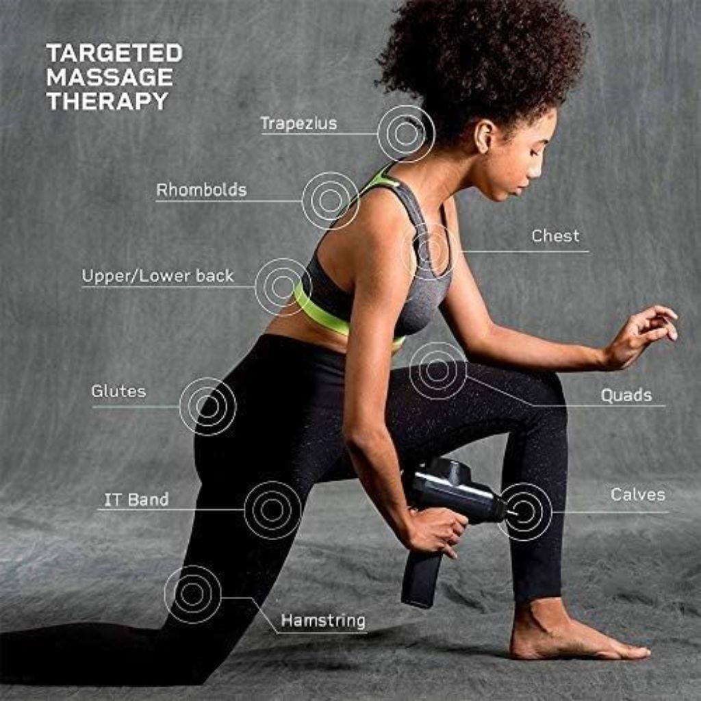 LifePro Percussion Massage Gun for Athletes, Deep Tissue Muscle Massager with 8 Heads & 5 Speeds - Black