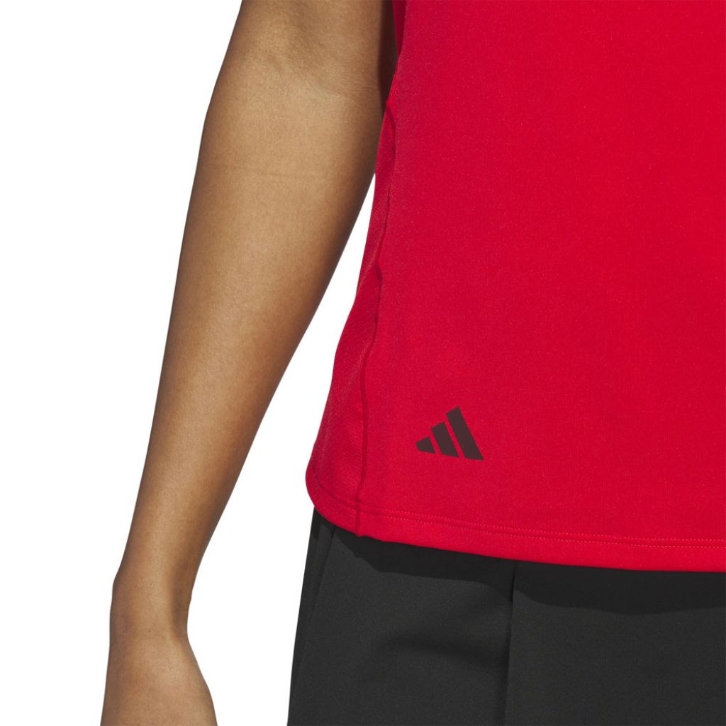 adidas Women's Ultimate365 Zip Mock Sleeveless Polo Shirt - Pure Ruby, Large