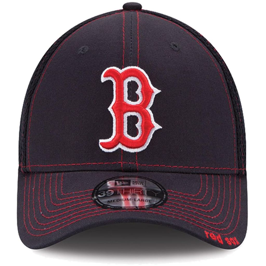 New Era MLB 39Thirty Neo Team Color Primary Logo Strech Fit Flex Baseball Cap Hat - Boston Red Sox Navy - Small-Medium