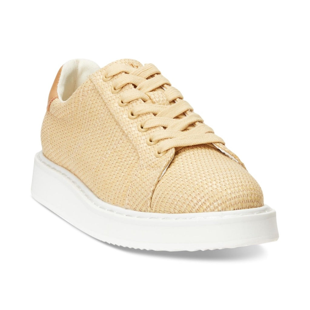 Lauren Ralph Lauren Women's Angeline 4 Lace-Up Platform Sneakers, Natural/Buff - Size 5