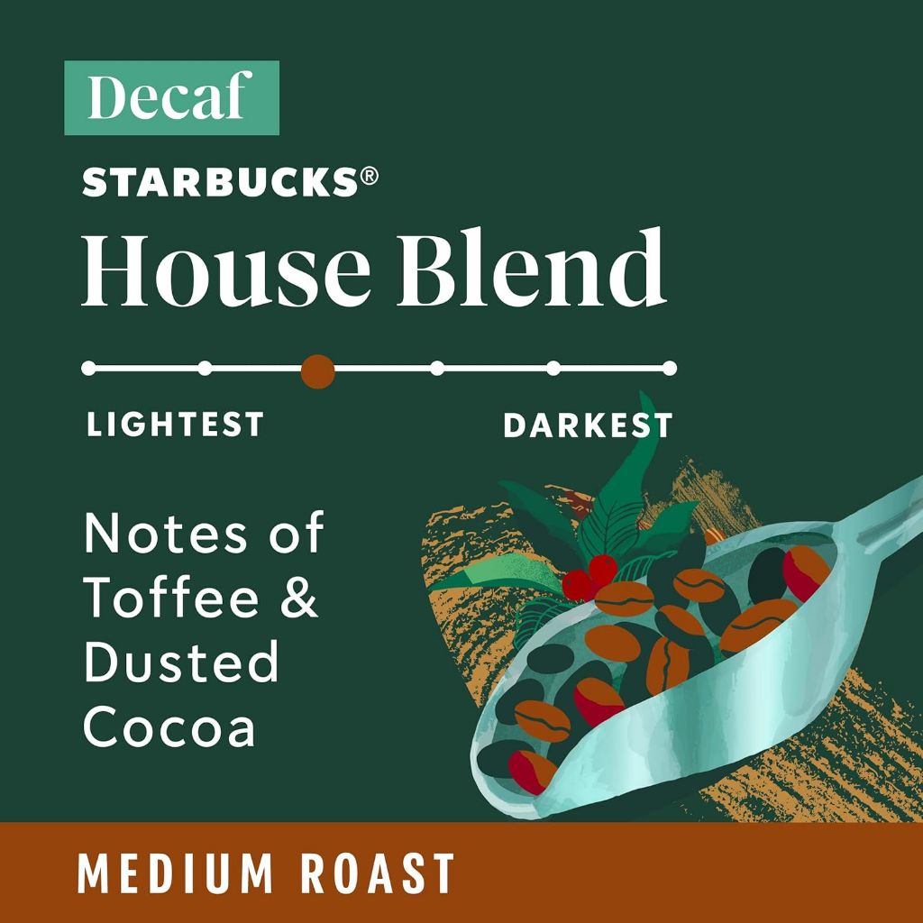 Starbucks Decaf House Blend Medium Roast Keurig K-Cup Coffee Pods, 60ct
