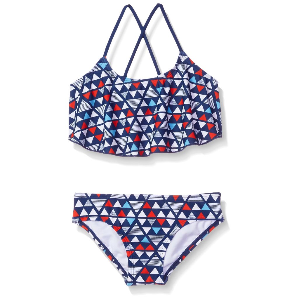 SZ 14, Kanu Surf Big Girl's Jade Flounce Bikini Beach Sport 2-Piece Swimsuit Swimwear, Blue