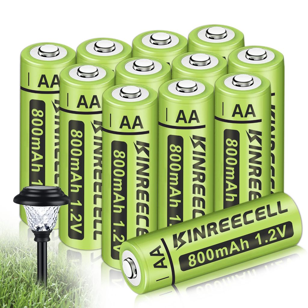 KINREECELL Rechargeable AA Batteries, Ni-MH Double A Solar Batteries High Capacity (AA-800mAh-12pack)