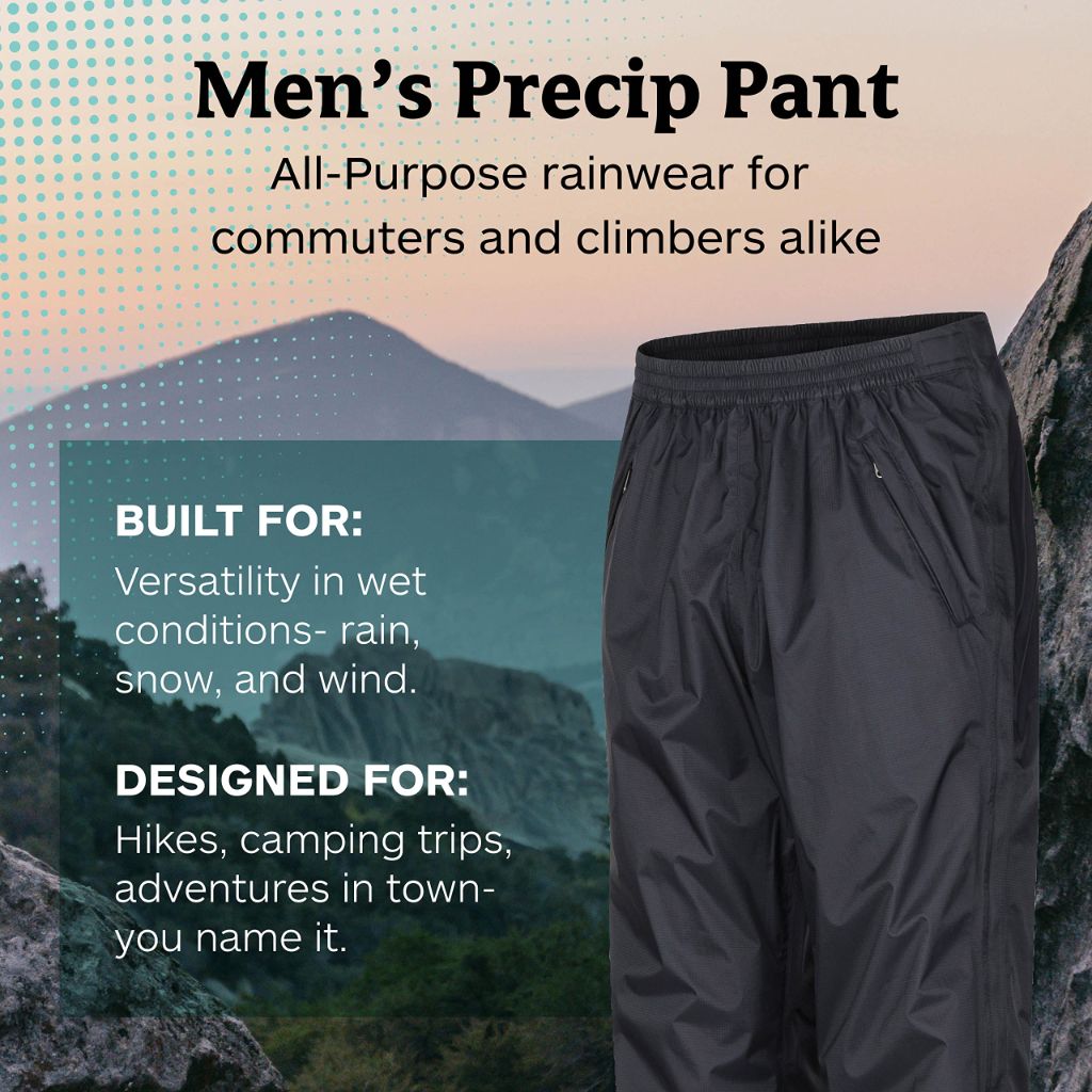 MARMOT Men’s PreCip Full-Zip Lightweight, Waterproof Pants - Jet Black, XXL