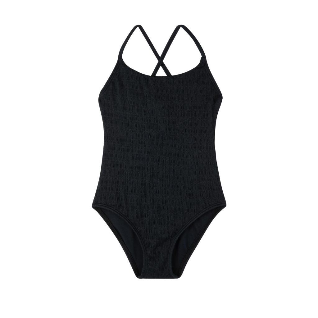 Gottex Kids Textured Criss Cross Tie Back One-Piece Swimsuit, Black - size 5