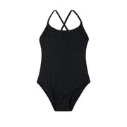 Gottex Kids Textured Criss Cross Tie Back One-Piece Swimsuit, Black - size 5