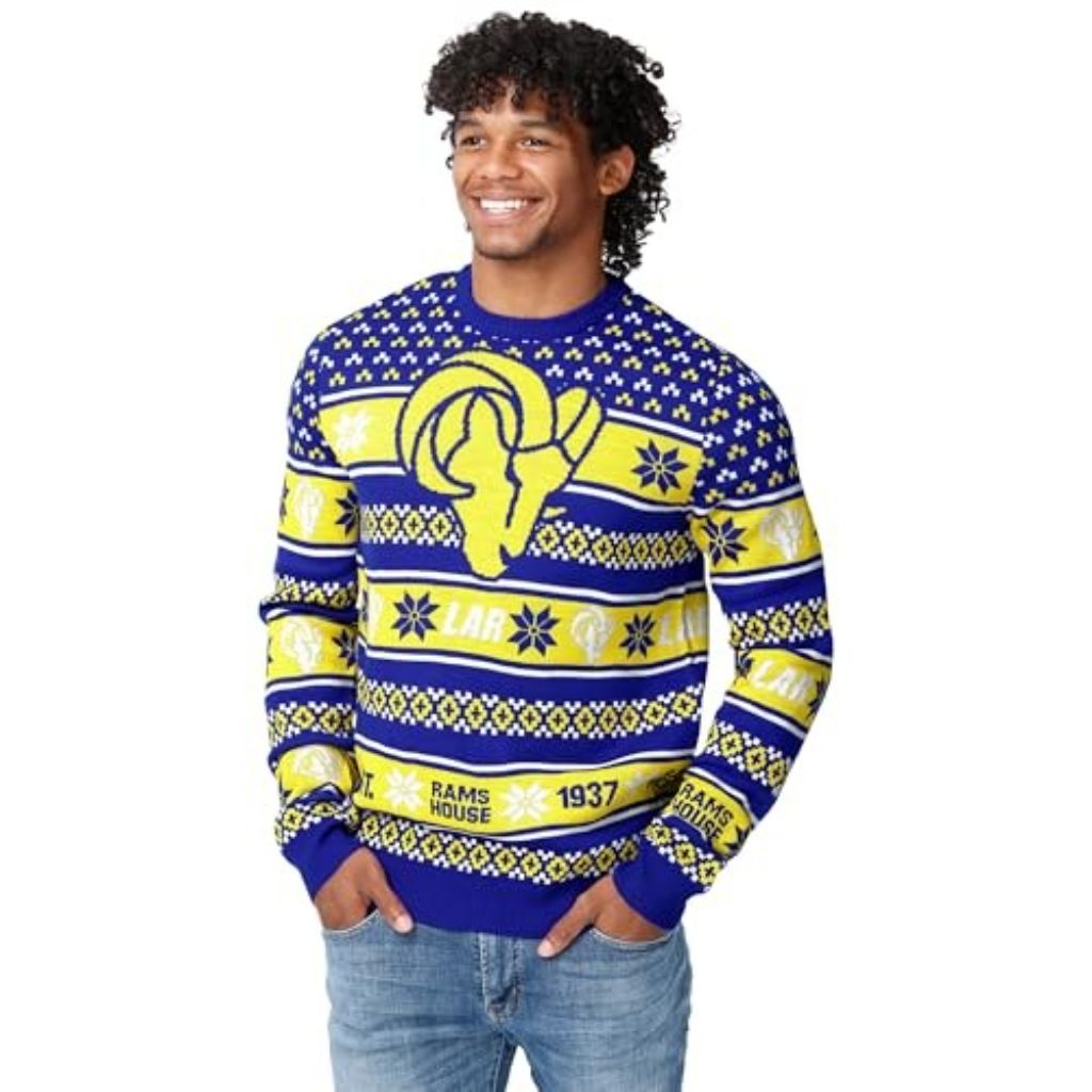 FOCO NFL Team Big Logo Ugly Sweater - LA Rams, XL