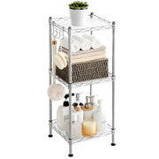 SONGMICS 3-Tier Bathroom Shelf, Storage Rack for Small Space, Silver and Translucent