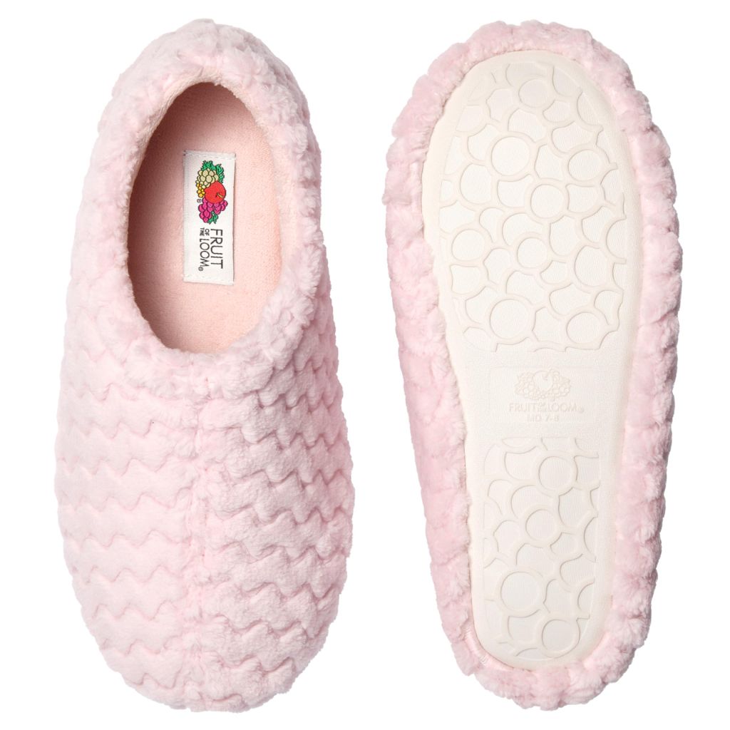 SZ 5-6, Fruit of the Loom Women's Memory Foam Slippers - Fuzzy Chevron House Shoes,  Pantuflas, Pink