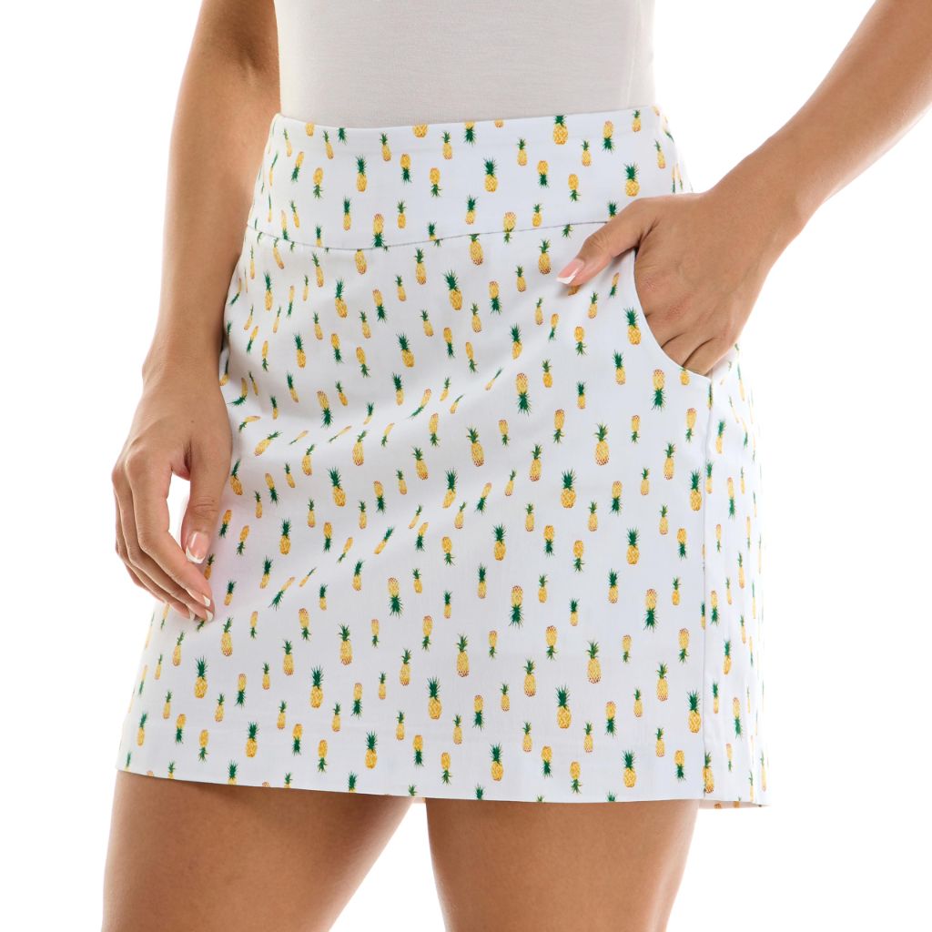 SZ 16W, Zac & Rachel Women's New Millennium Plus Size Pull-On Skort, White/Habanero/Green