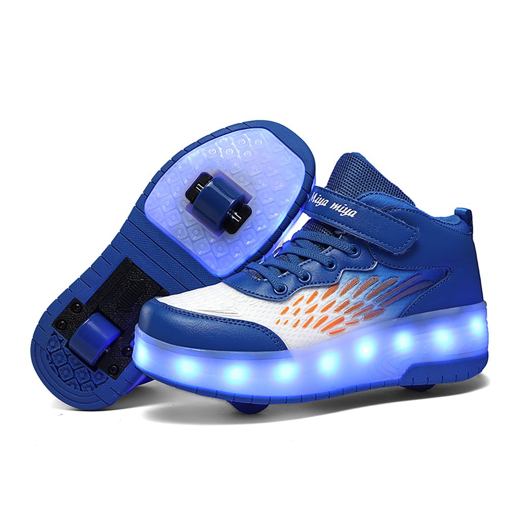 Wooowyet LED Roller Skate Shoes for Kids Boys Girls Light Up Fashion Sneakers Wheels Roller Shoes Wheeled USB Rechargealbe Black Little Kids Size 3