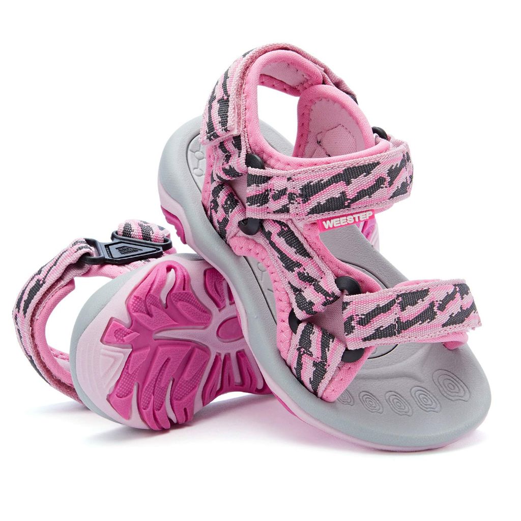 Weestep Adjustable Strap Sandal, Pink/Grey SZ 3Y