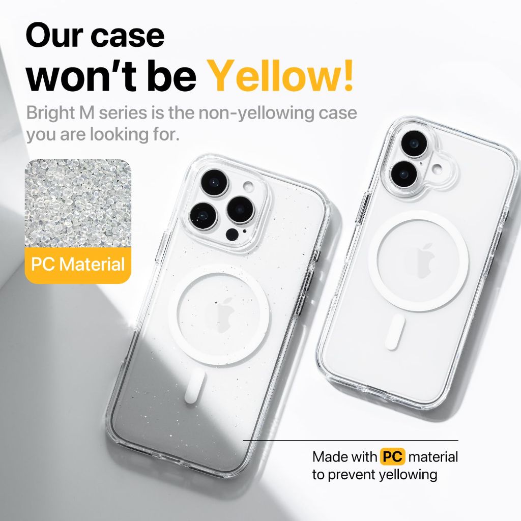 MAGEASY Case for iPhone 16 Plus 6.7" - Never Yellowing Crystal Clear Case | Bright M - Transparent
