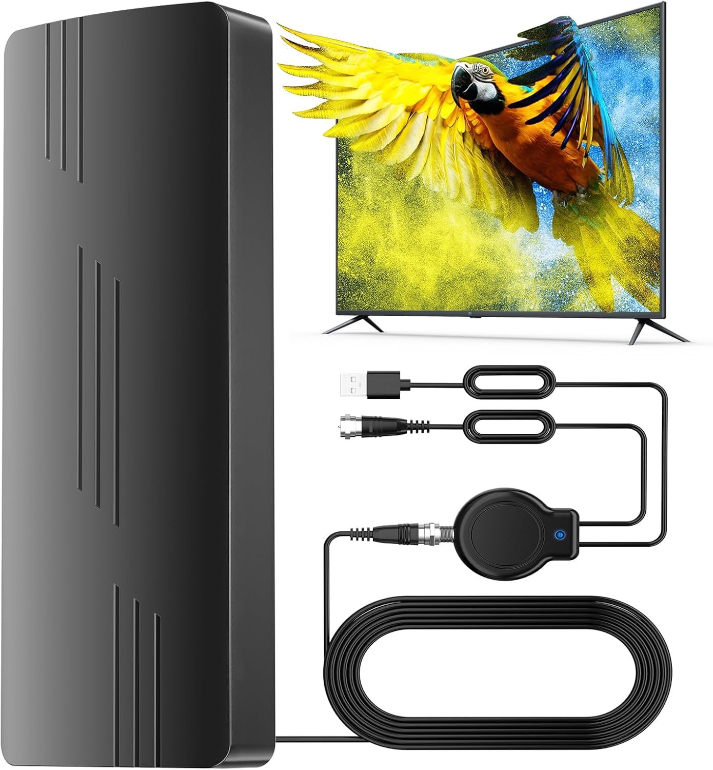 TV Antenna Outdoor Indoor, 2800+ Miles Long Range 360° Reception, Waterproof Digital Antenna with Signal Booster Amplifier