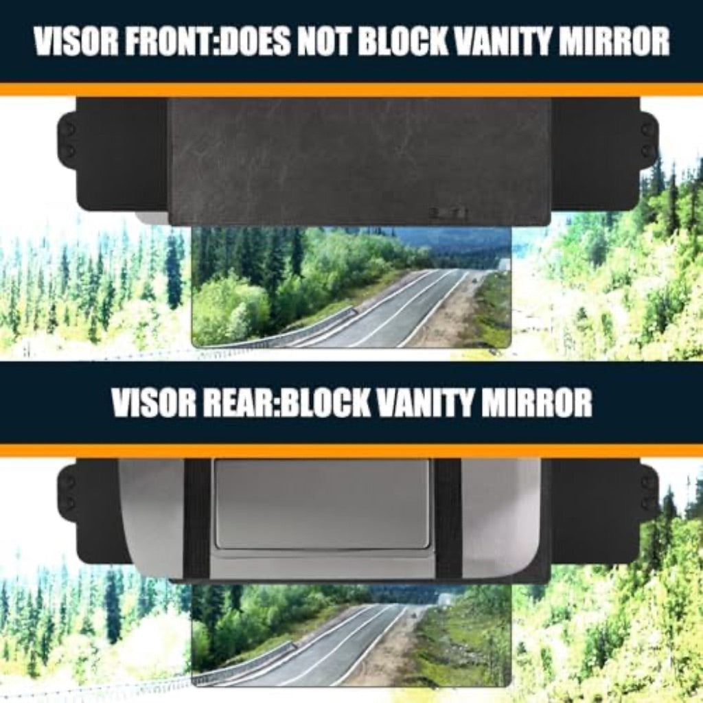 Veharvim Sun Visor for Car with 2 Side Sunshade, Upgraded UV400 Car Sun Visor Extension with PC Lens and Side Sunshade,Anti-Glare Visor for Safe Driving (Polycarbonate (PC), 1 Pack) (2 Pack)