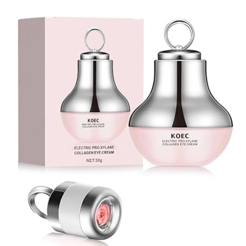 KOEC Electric Pro-Xylane Collagen Eye Cream for Dark Circles and Puffiness Firming Eye Cream with Electric Massage for Hydrating Cream Improve Skin Elasticity