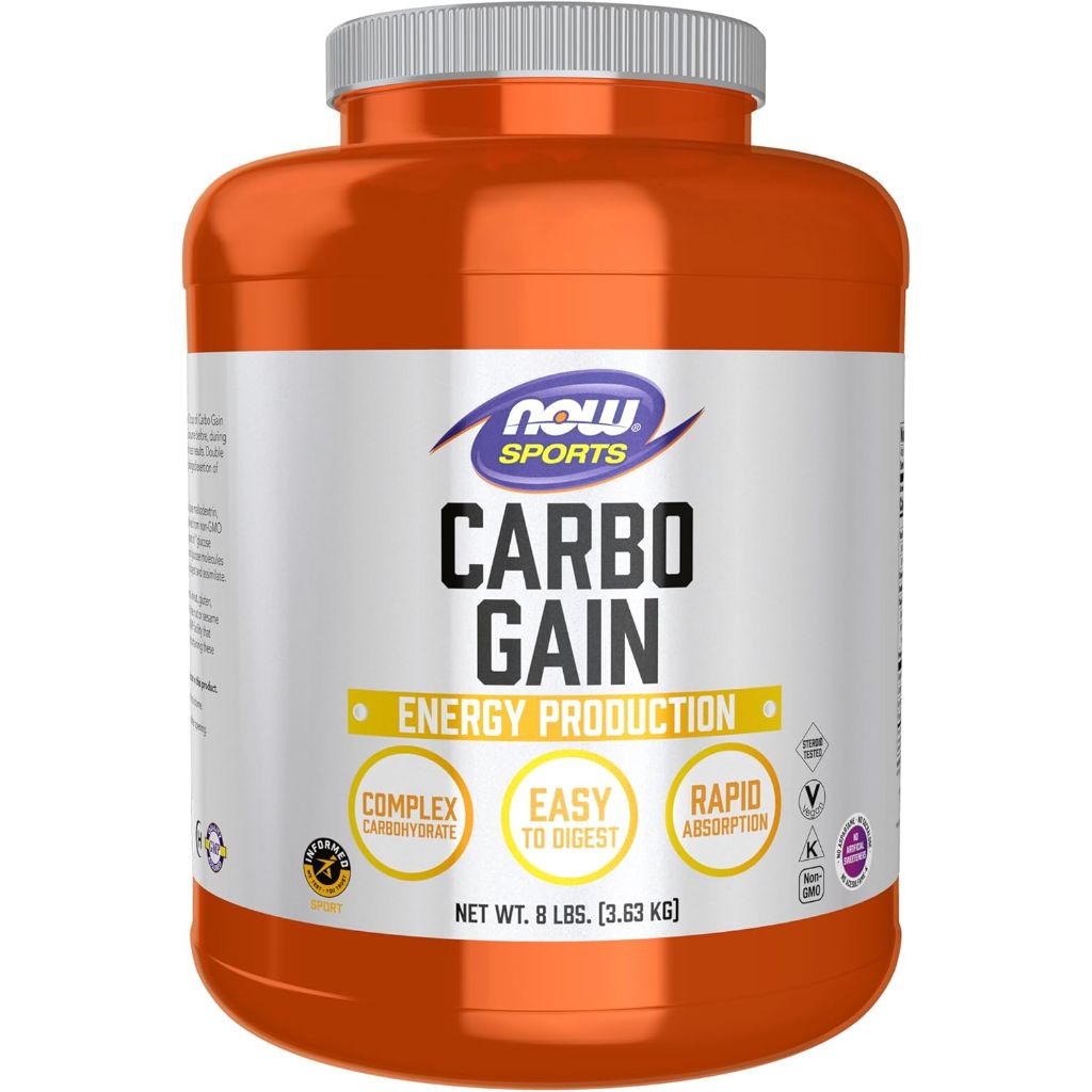NOW Sports Carbo Gain Maltodextrin Powder, Unflavored, 8lbs (58 Servings)