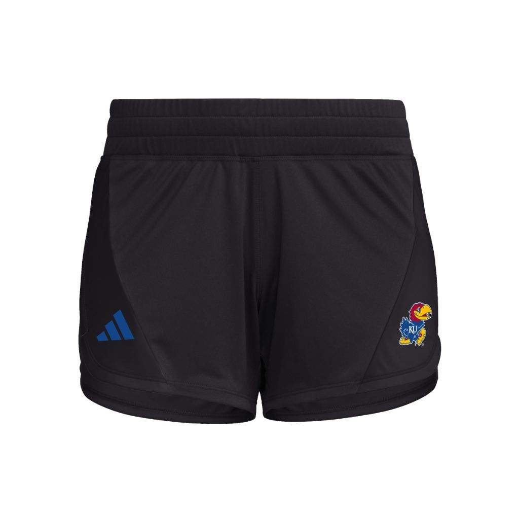 SZ XL5" Adidas Women's D4T Woven Kansas University Training Shorts, Black/Collegiate Royal
