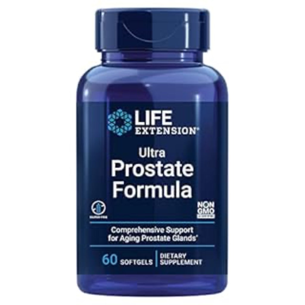 Life Extension Ultra Prostate Formula  saw palmetto for men  pygeum  stinging nettle root  lycopene  prostate health  urination flow  PSA  non-GMO  gluten-free  60 softgels