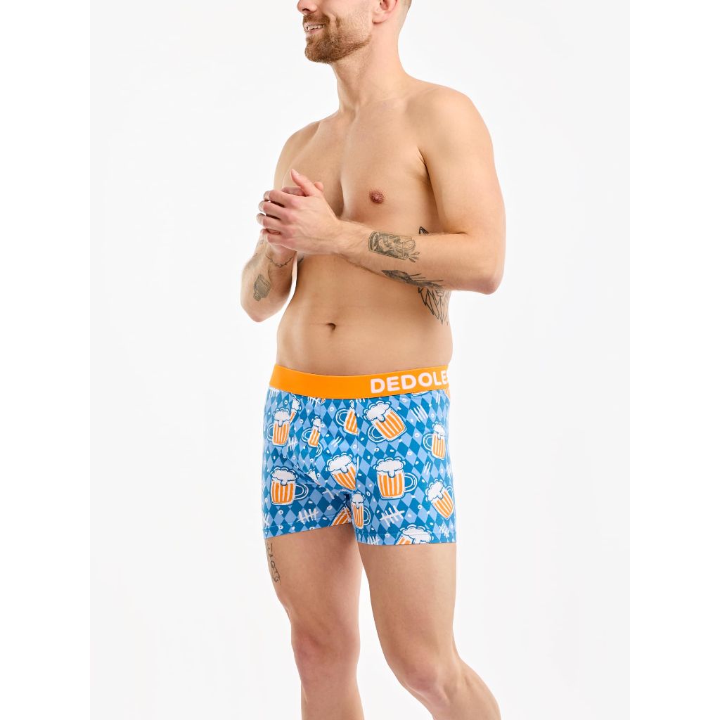Dedoles Men's & Boys' Boxers Underwear Trunks Cotton Shorts Funny Designs Dinosaurs Hamsters Games Mole Gift, color: Blue, design: Bavarian Beer (Trunks), size: XX-Large