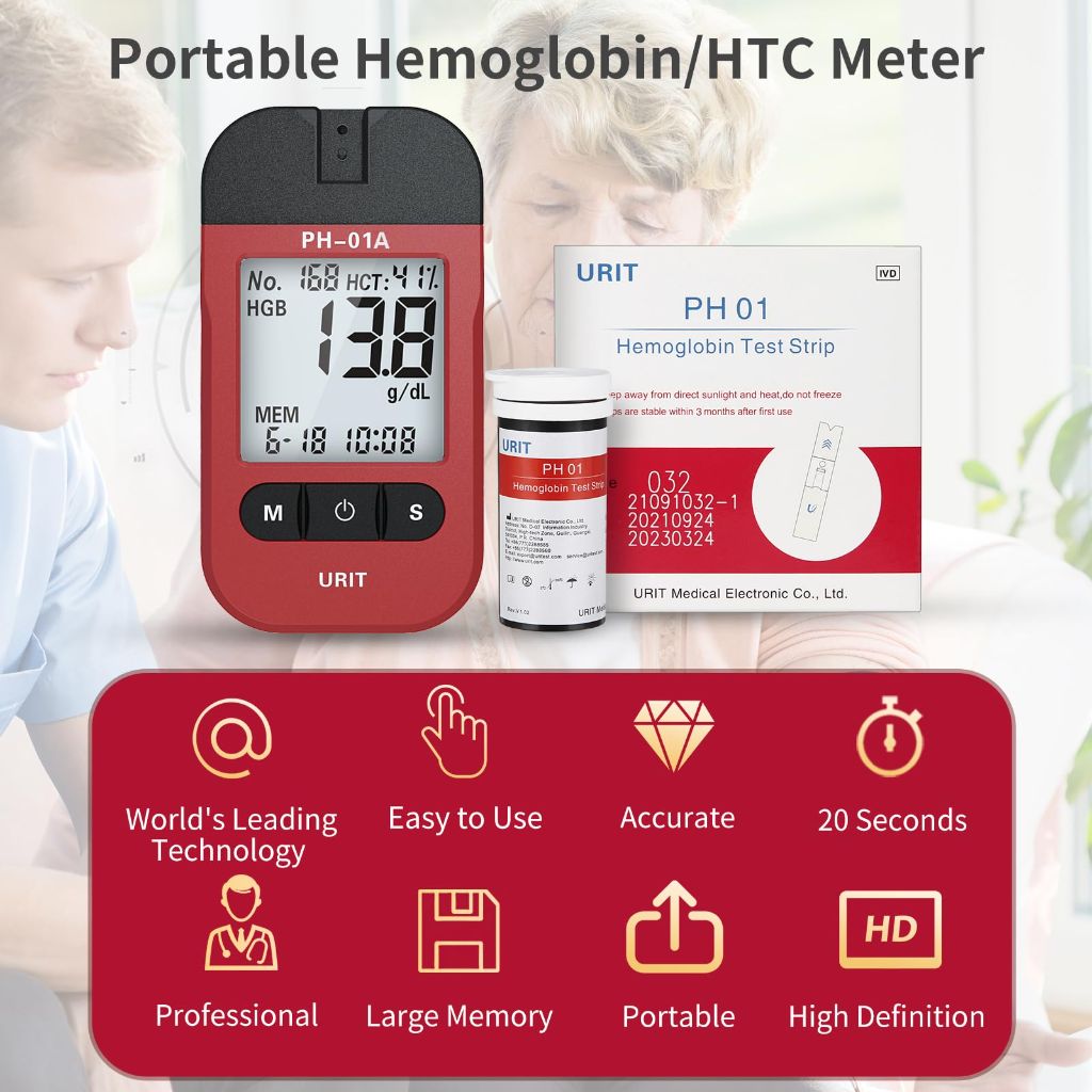 Hemoglobin Test Meter with 25 Test Strips for Home Use (PH-01A)