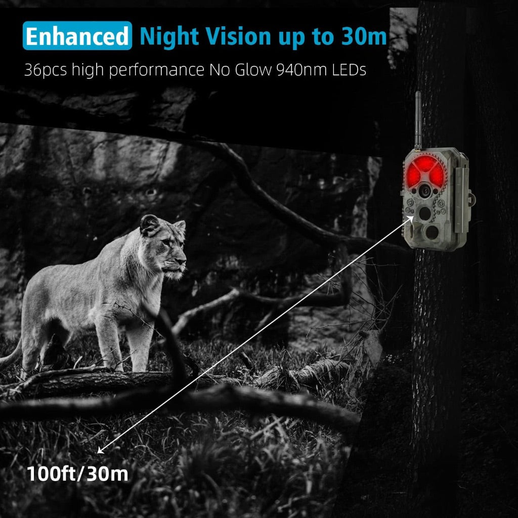 Folgtek A350W Wi-Fi Trail Cam, 48MP 1296P Invisible Night Vision Motion Activated 0..1S Trigger Speed