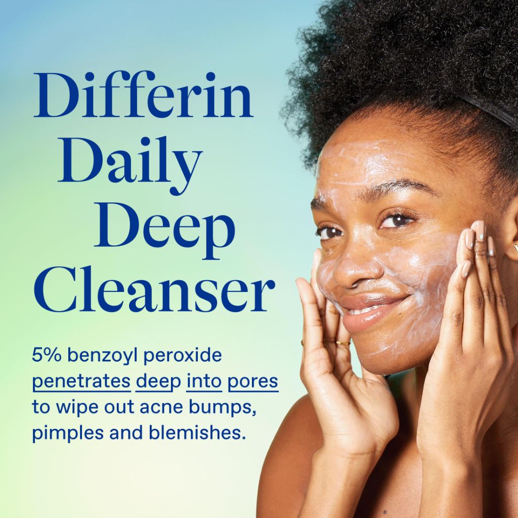 Differin Acne Face Wash with 5% Benzoyl Peroxide, 4 oz