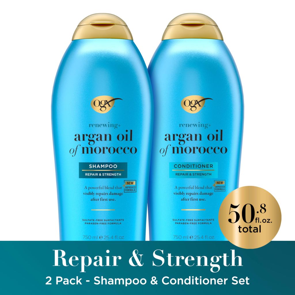 OGX Renewing + Argan Oil of Morocco Shampoo & Conditioner Set, 25.4 fl. Oz (Pack of 2)