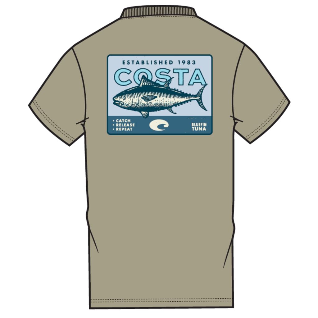 Costa Del Mar Mens Cannery Row Tuna T-Shirt, Sandstone, Large Brown