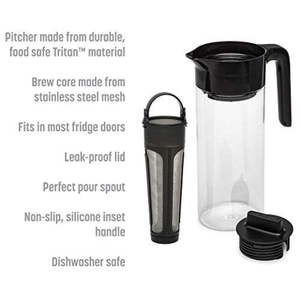 Goodful Airtight Cold Brew Iced Coffee Maker, Shatterproof Durable Tritan Plastic Construction, Leak-Proof Lid, Large Capacity with Premium Stainless