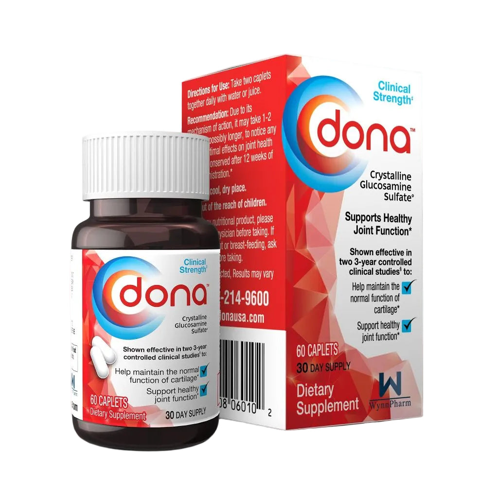 Dona Crystalline Glucosamine Sulfate, 750 Mg, 60 Count Joint Supplement Pills for Knee Comfort & Joint Health Support,