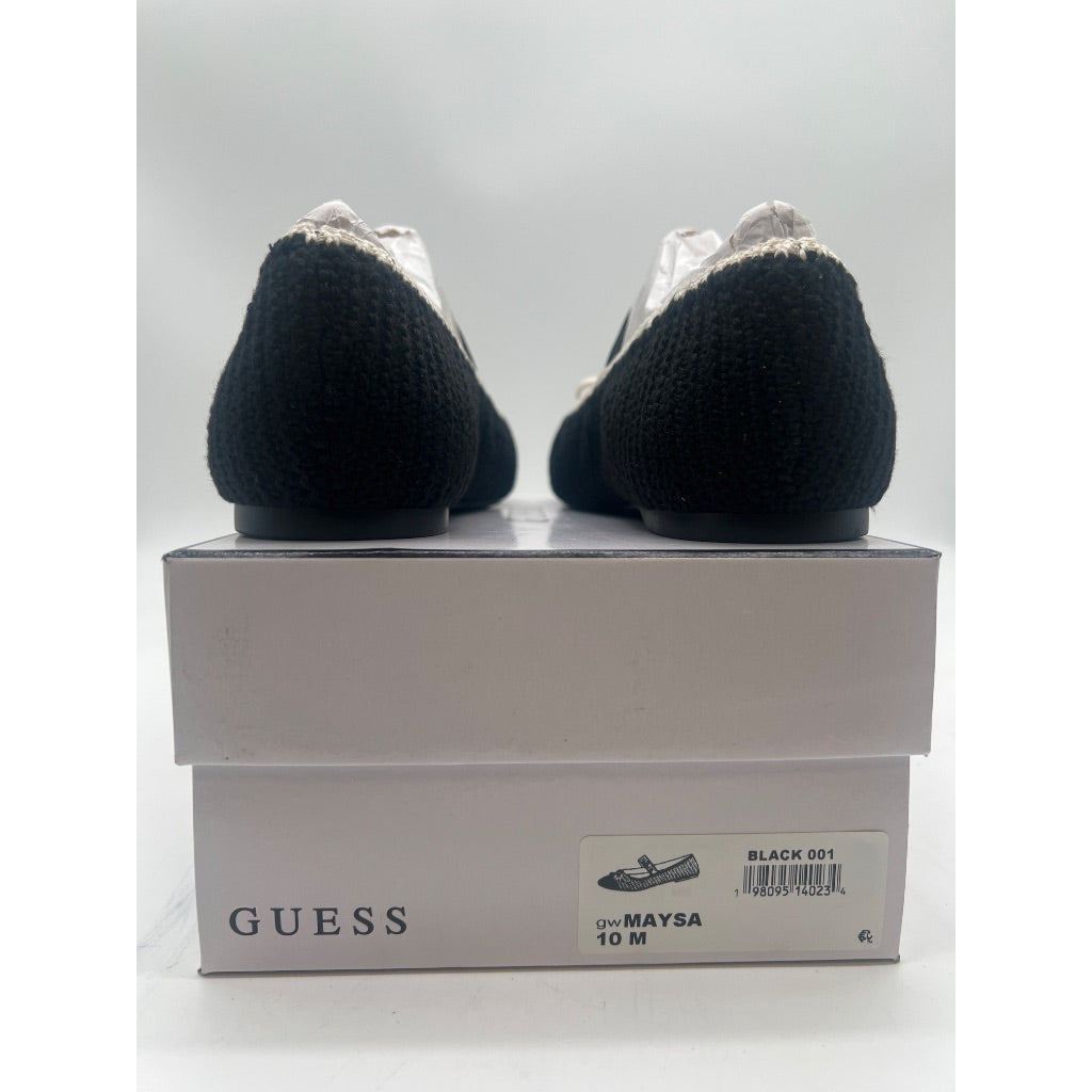 Guess Women's Maysa Crochet Knit Mary Jane Flats, Size 10, Black/White
