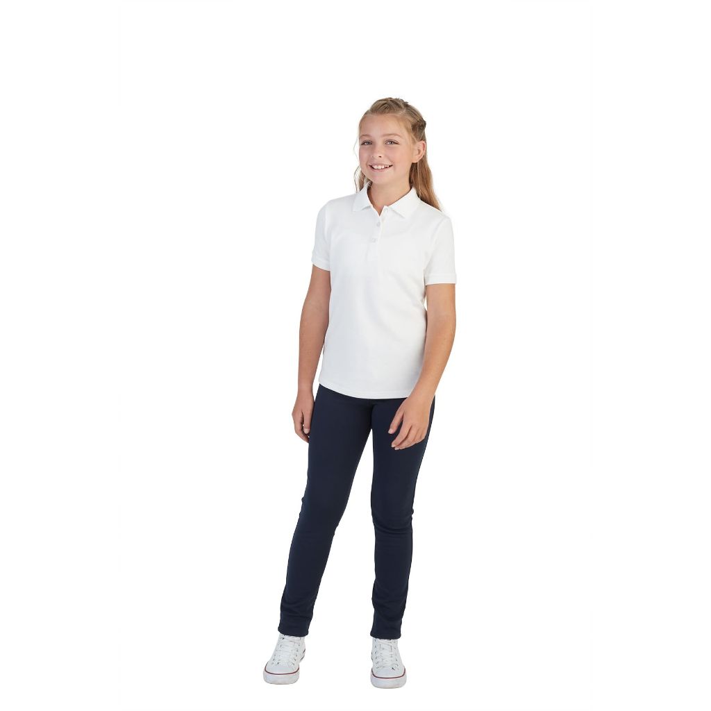 French Toast Girls' Picot Collar Polo Short Sleeve Shirt (Kids Standard & Plus Size), Yellow, 10-12 Plus