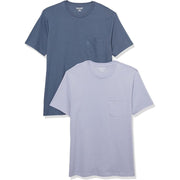 Amazon Essentials Men's Slim Fit Short Sleeve T-Shirt - Dark Blue & Lavender, Size XS (2ct)