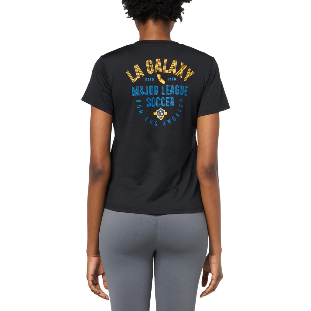 Adidas Women's Los Angeles Galaxy Local Stoic Short Sleeve Pre-game T-shirt, Black, Medium Tall