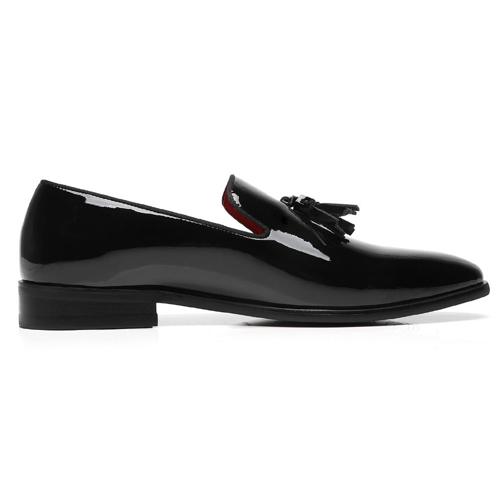 ELANROMAN Men's Tassel Loafers, Black Patent Leather - size 12 (47)